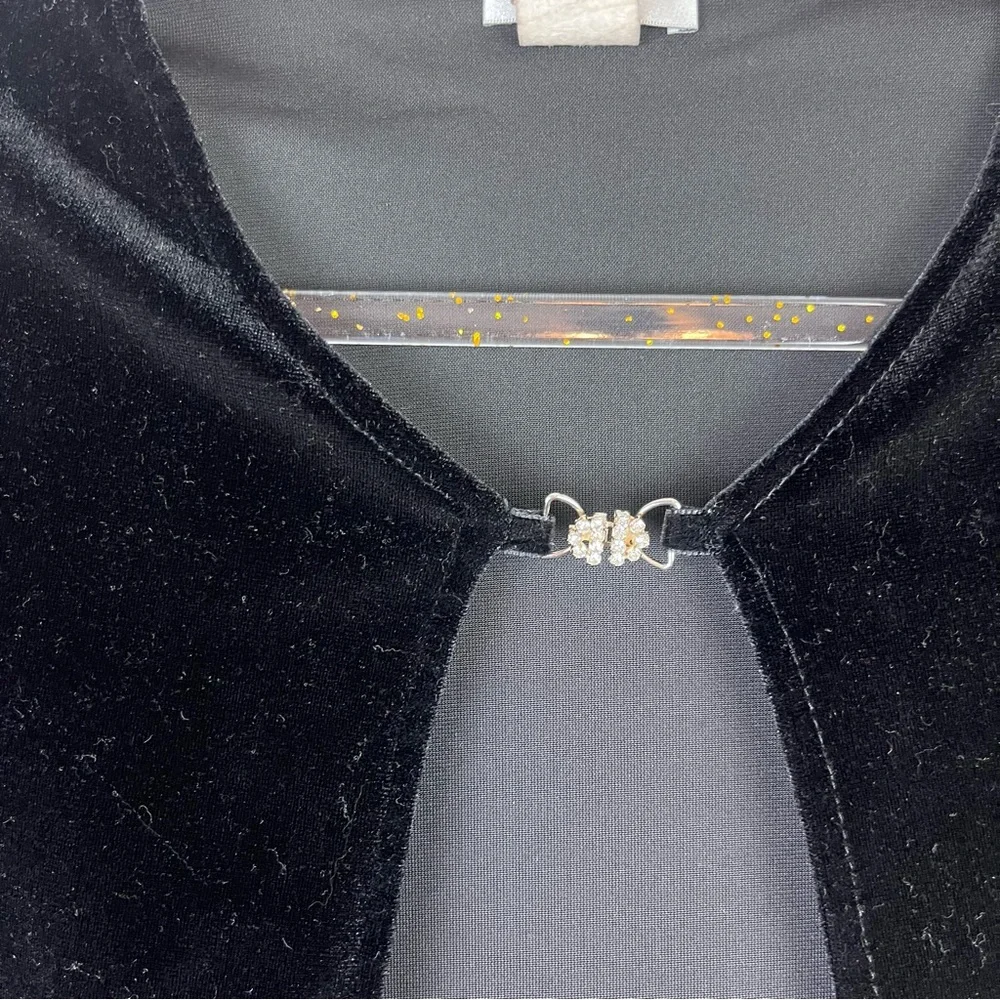 Vintage Velvet Black Rhinestone Bling Cardigan Sweater 90s Dark Academia L/XL